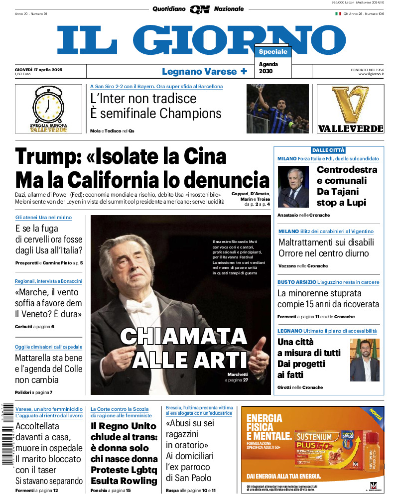 Varese - giovedì 17 Aprile 2025