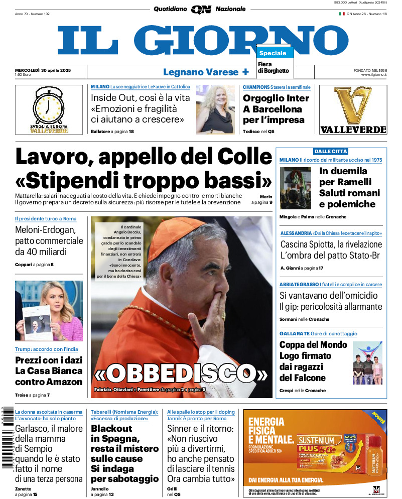 Varese - mercoledì 30 Aprile 2025